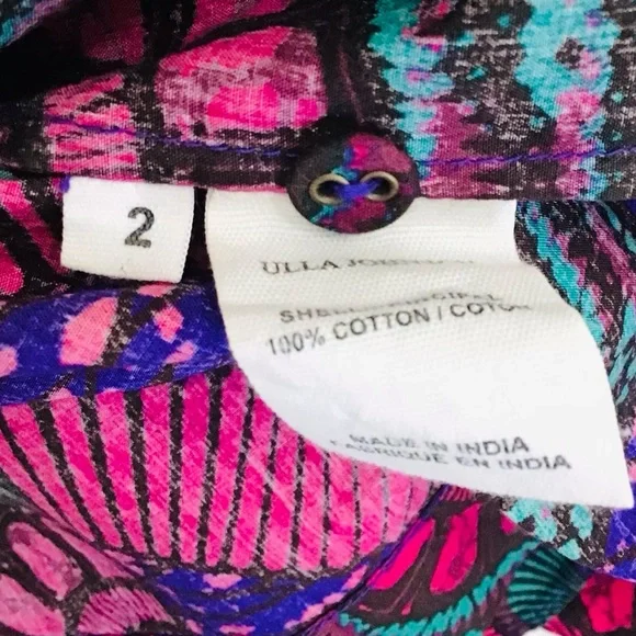 ULLA JOHNSON Tulia Printed Cotton Top In Purple NWOT